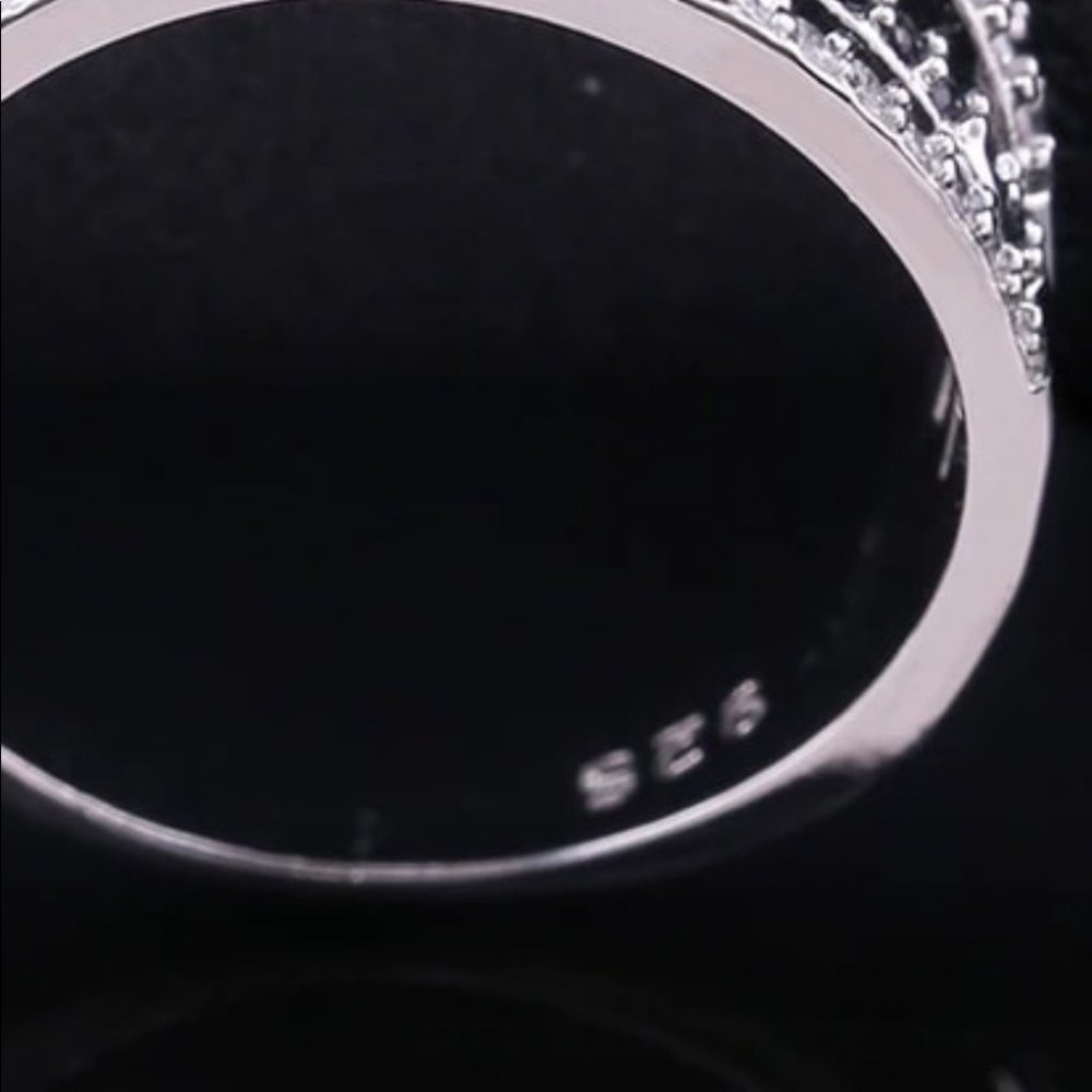 Twist Ethnic Black&White stone Micro Paved ring - Picture 3 of 6